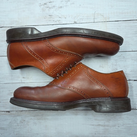 Johnston & Murphy Passport Saddle Oxford Mens 10W Brown Leather Brogue Italy main image 8